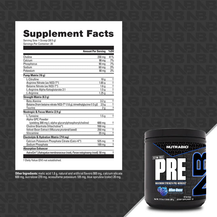 NutraBio PRE Workout Stim Free